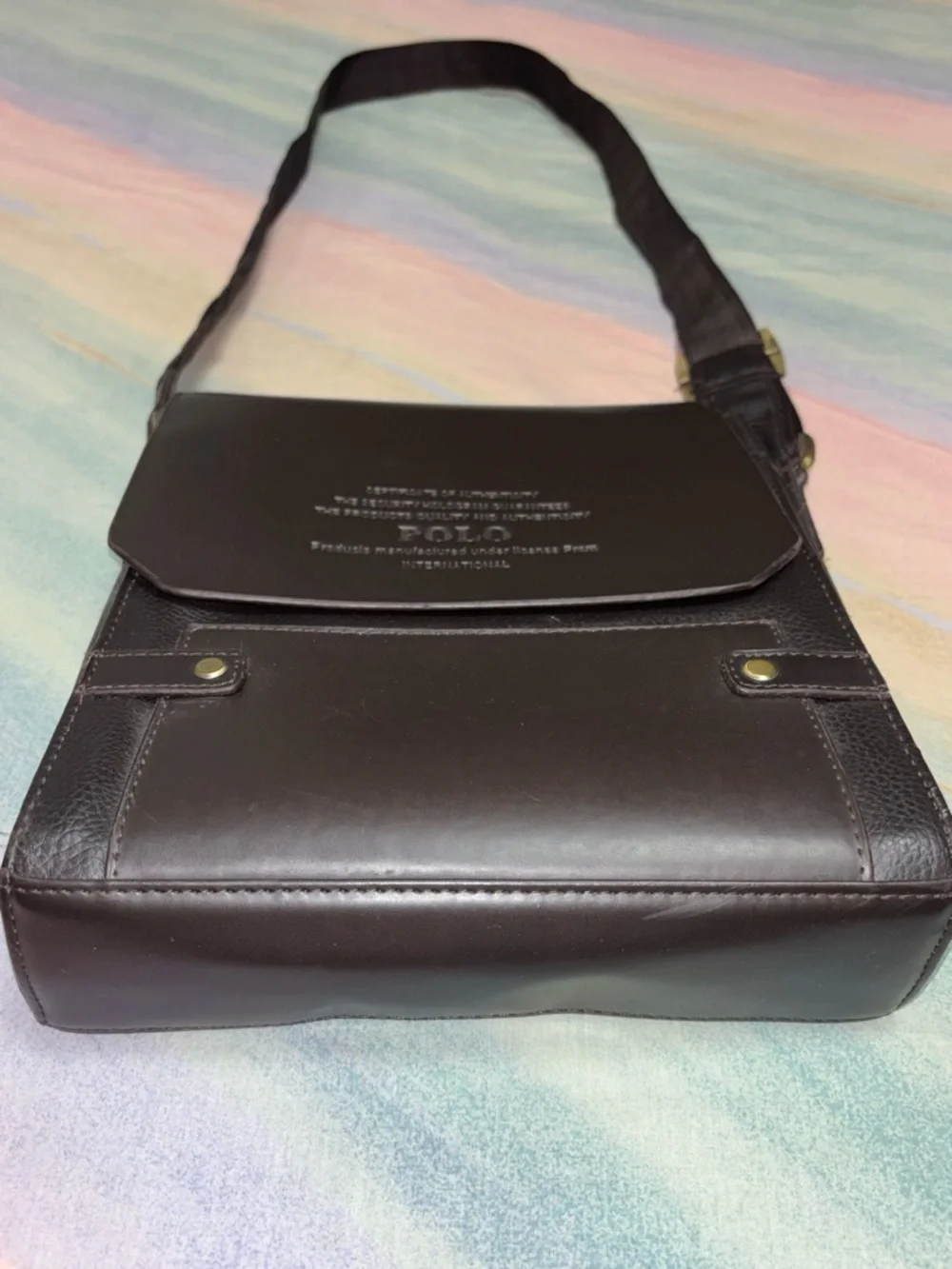 Polo International Leather Satchel Messenger Bag - Brown Crossbody